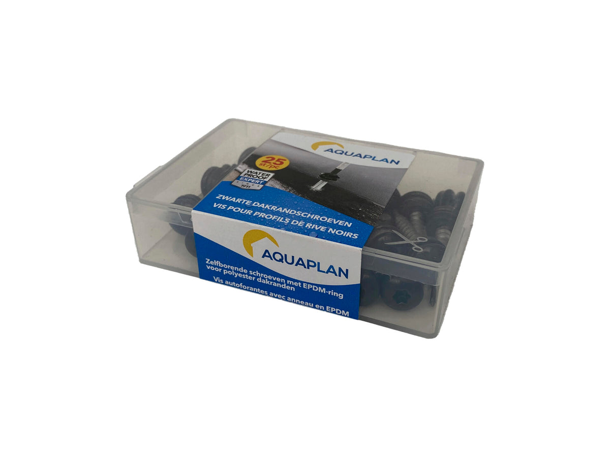 Aquaplan zelfborende dakrandschroeven zwart 25 stuks