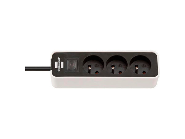 Brennenstuhl Prolongateur bloc multiprise 3x avec interrupteur et câble 1,5m H05VV-F 3G1,5 blanc/noir