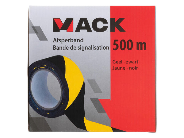 Mack afsperband 500m geel/zwart