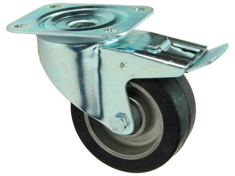 Mack zwenkwiel 100mm met plaat en rem rubber