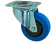 Mack roulette pivotante 100mm platine caoutchouc bleu