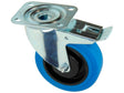 Mack zwenkwiel 125mm met rubberloopvlak en rem blauw