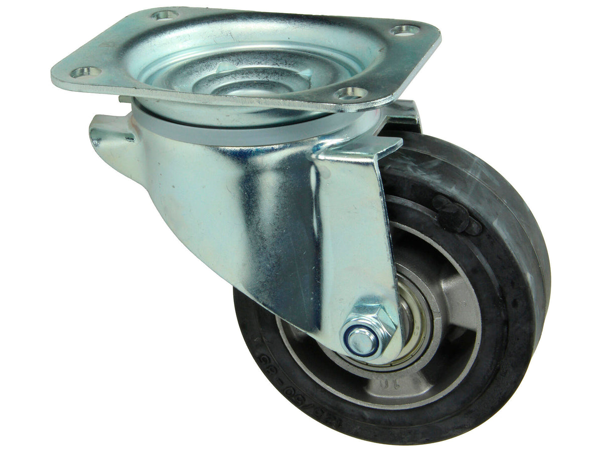 Mack zwenkwiel 125mm met rubberloopvlak
