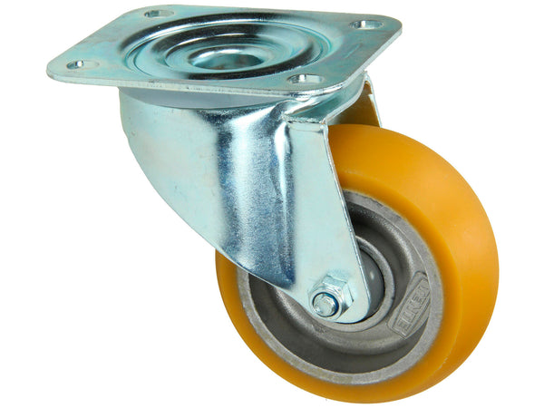 Mack roulette pivotante 125mm platine polyuréthane jaune