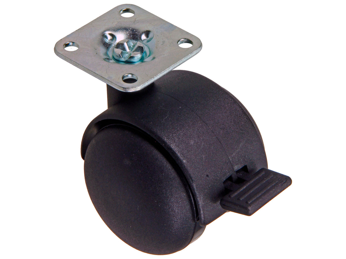 Mack zwenkwiel 50mm met plaat, rem en schroefdraad