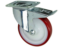 Mack roulette à frein pivotante 125mm platine polyuréthane rouge